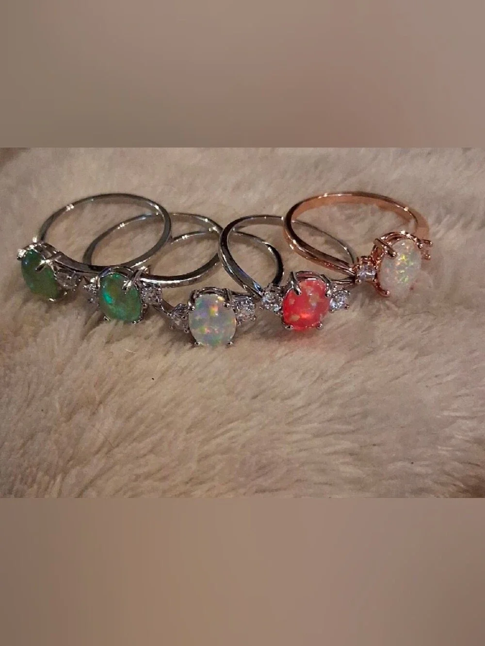 $8 Each Or Bundle 5/$20 Sterling Silver Opal Oval Halo Rings